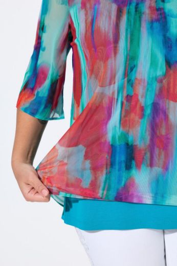 Moda za polnejše Bluza mrežasta s printom plus velikost, xxl, Ulla Popken in Johann Popken (JP1880)