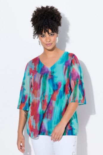 Moda za polnejše Bluza mrežasta s printom plus velikost, xxl, Ulla Popken in Johann Popken (JP1880)