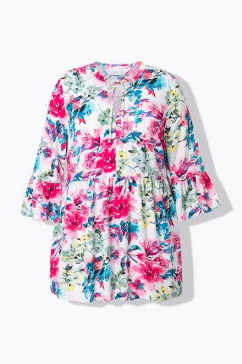 Moda za polnejše Bluza s volan rukavima cvjetnog printa plus velikost, xxl, Ulla Popken in Johann Popken (JP1880)
