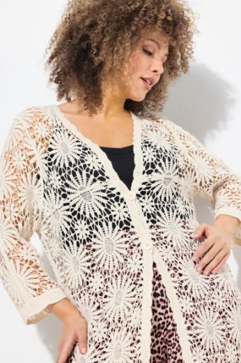 Moda za polnejše Kardigan 3/4 rukava  V ovratnika plus velikost, xxl, Ulla Popken in Johann Popken (JP1880)