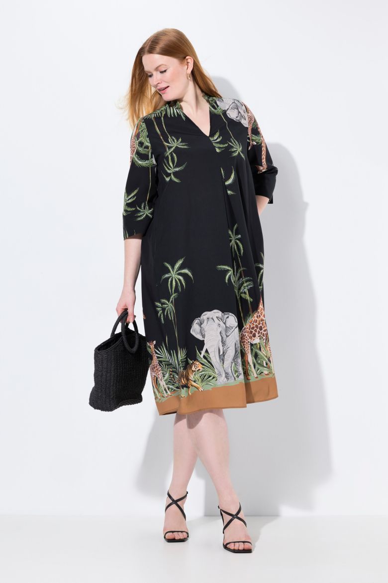 Moda za polnejše Haljina midi 3/4 rukava A kroja plus velikost, xxl, Ulla Popken in Johann Popken (JP1880)