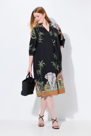 Moda za polnejše Haljina midi 3/4 rukava A kroja plus velikost, xxl, Ulla Popken in Johann Popken (JP1880)