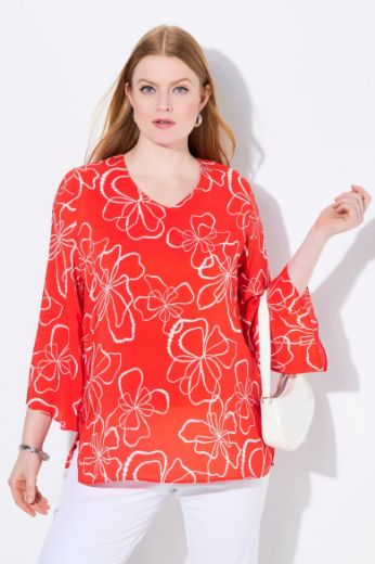 Moda za polnejše Bluza dugih rukava V ovratnika plus velikost, xxl, Ulla Popken in Johann Popken (JP1880)