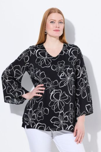 Moda za polnejše Bluza dugih rukava V ovratnika plus velikost, xxl, Ulla Popken in Johann Popken (JP1880)
