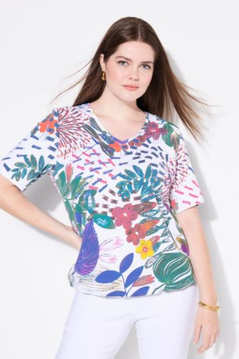 Moda za polnejše Majica kratkih rukava V ovratnika plus velikost, xxl, Ulla Popken in Johann Popken (JP1880)