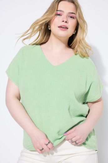 Moda za polnejše Bluza kratkih rukava V izreza plus velikost, xxl, Ulla Popken in Johann Popken (JP1880)