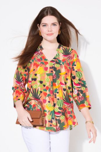 Moda za polnejše Bluza 3/4 rukava V ovratnika plus velikost, xxl, Ulla Popken in Johann Popken (JP1880)