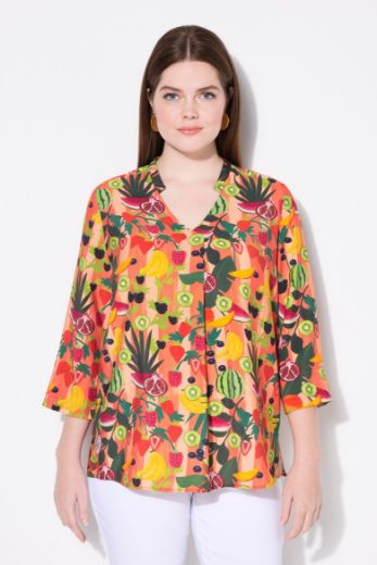Moda za polnejše Bluza 3/4 rukava V ovratnika plus velikost, xxl, Ulla Popken in Johann Popken (JP1880)