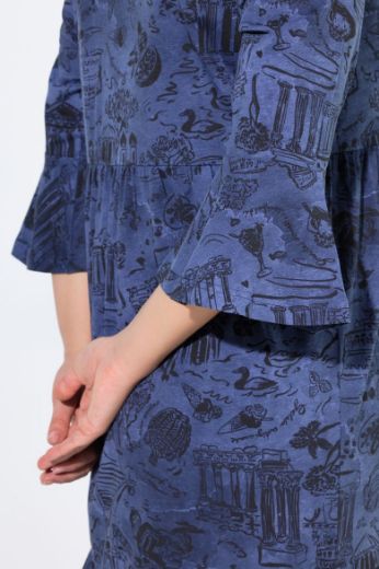 Moda za polnejše Haljina midi 3/4 rukava A kroja plus velikost, xxl, Ulla Popken in Johann Popken (JP1880)