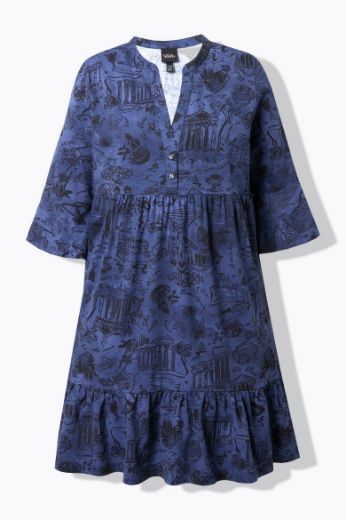 Moda za polnejše Haljina midi 3/4 rukava A kroja plus velikost, xxl, Ulla Popken in Johann Popken (JP1880)