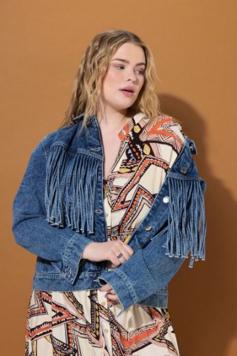 Moda za polnejše Jakna od trapera s resama plus velikost, xxl, Ulla Popken in Johann Popken (JP1880)