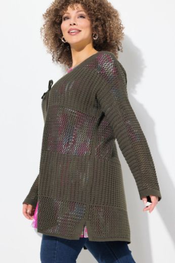 Moda za polnejše Kardigan mrežasti na vezanje plus velikost, xxl, Ulla Popken in Johann Popken (JP1880)
