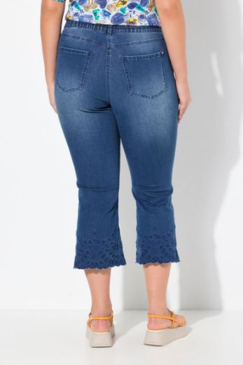 Moda za polnejše Traperice 7/8 s dekorativnim obrubom plus velikost, xxl, Ulla Popken in Johann Popken (JP1880)