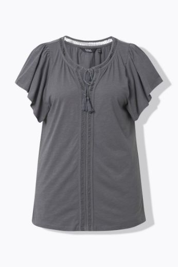 Moda za polnejše Majica s vezanjem na ovratniku plus velikost, xxl, Ulla Popken in Johann Popken (JP1880)