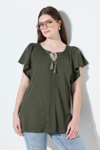 Moda za polnejše Majica s vezanjem na ovratniku plus velikost, xxl, Ulla Popken in Johann Popken (JP1880)