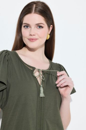 Moda za polnejše Majica s vezanjem na ovratniku plus velikost, xxl, Ulla Popken in Johann Popken (JP1880)