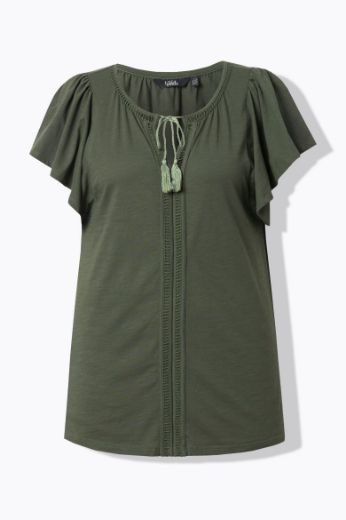 Moda za polnejše Majica s vezanjem na ovratniku plus velikost, xxl, Ulla Popken in Johann Popken (JP1880)