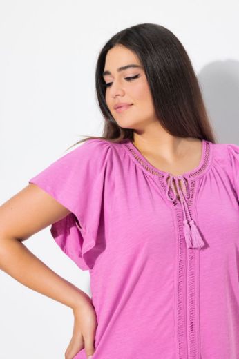 Moda za polnejše Majica s vezanjem na ovratniku plus velikost, xxl, Ulla Popken in Johann Popken (JP1880)