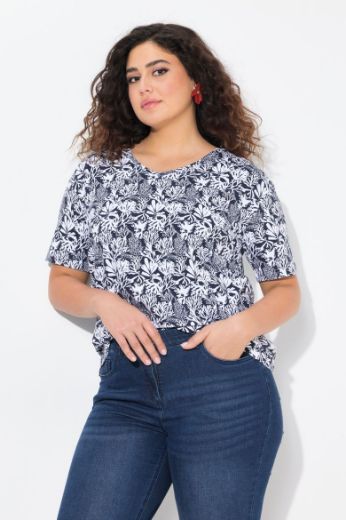 Moda za polnejše Majica kratkih rukava V izreza s motivom koralja plus velikost, xxl, Ulla Popken in Johann Popken (JP1880)