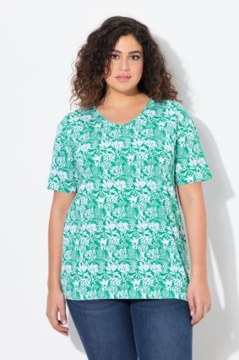 Moda za polnejše Majica kratkih rukava V izreza s motivom koralja plus velikost, xxl, Ulla Popken in Johann Popken (JP1880)