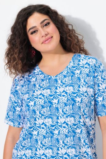 Moda za polnejše Majica kratkih rukava V izreza s motivom koralja plus velikost, xxl, Ulla Popken in Johann Popken (JP1880)