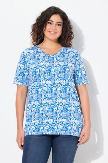 Moda za polnejše Majica kratkih rukava V izreza s motivom koralja plus velikost, xxl, Ulla Popken in Johann Popken (JP1880)