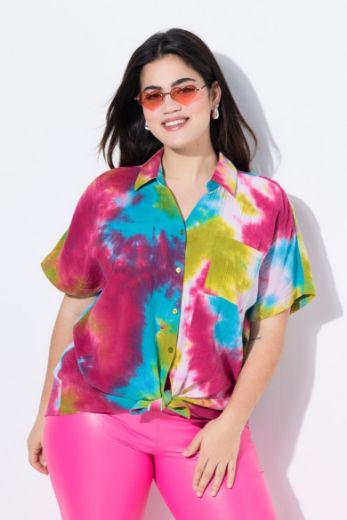 Moda za polnejše Bluza kratkih rukava od muslina plus velikost, xxl, Ulla Popken in Johann Popken (JP1880)