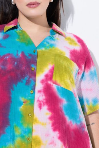 Moda za polnejše Bluza kratkih rukava od muslina plus velikost, xxl, Ulla Popken in Johann Popken (JP1880)