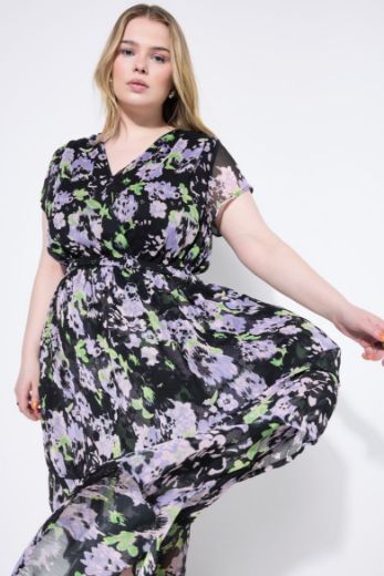 Moda za polnejše Haljina midi kratkih rukava na volane plus velikost, xxl, Ulla Popken in Johann Popken (JP1880)