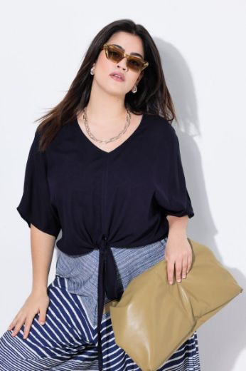 Moda za polnejše Bluza kratkih rukava V ovratnika kraćeg kroja plus velikost, xxl, Ulla Popken in Johann Popken (JP1880)