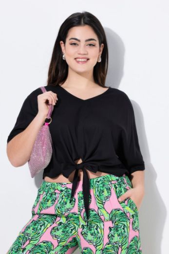 Moda za polnejše Bluza kratkih rukava V ovratnika kraćeg kroja plus velikost, xxl, Ulla Popken in Johann Popken (JP1880)