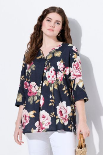 Moda za polnejše Bluza 3/4 rukava od mješavine lana plus velikost, xxl, Ulla Popken in Johann Popken (JP1880)