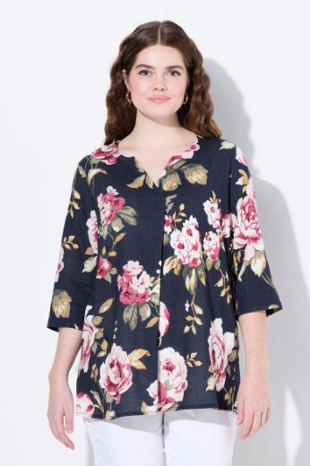 Moda za polnejše Bluza 3/4 rukava od mješavine lana plus velikost, xxl, Ulla Popken in Johann Popken (JP1880)