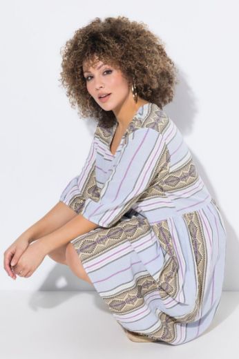 Moda za polnejše Haljina midi 3/4 rukava V ovratnika plus velikost, xxl, Ulla Popken in Johann Popken (JP1880)