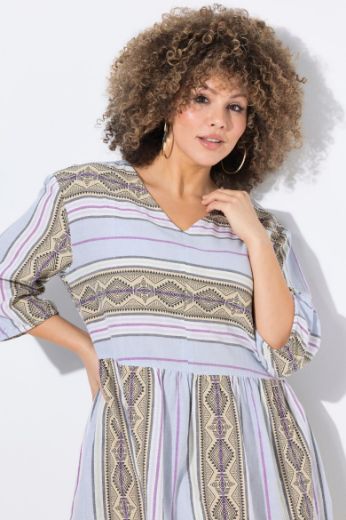 Moda za polnejše Haljina midi 3/4 rukava V ovratnika plus velikost, xxl, Ulla Popken in Johann Popken (JP1880)