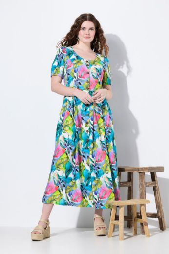 Moda za polnejše Haljina maxi kratkih rukava od mješavine lana plus velikost, xxl, Ulla Popken in Johann Popken (JP1880)