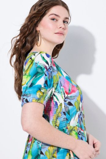 Moda za polnejše Haljina maxi kratkih rukava od mješavine lana plus velikost, xxl, Ulla Popken in Johann Popken (JP1880)