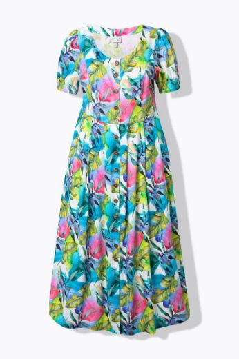 Moda za polnejše Haljina maxi kratkih rukava od mješavine lana plus velikost, xxl, Ulla Popken in Johann Popken (JP1880)