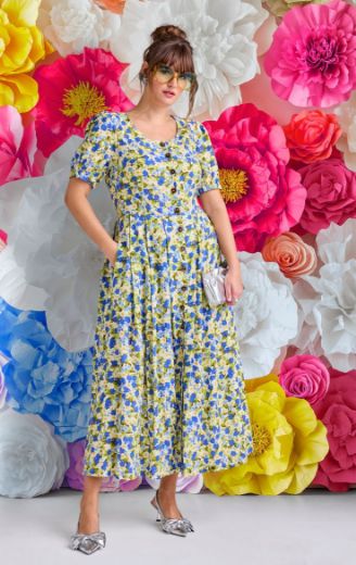 Moda za polnejše Haljina maxi kratkih rukava od mješavine lana plus velikost, xxl, Ulla Popken in Johann Popken (JP1880)