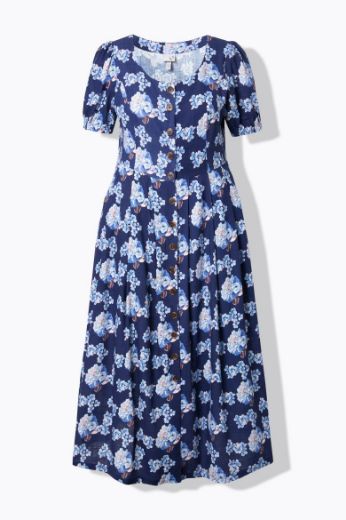 Moda za polnejše Haljina maxi kratkih rukava od mješavine lana plus velikost, xxl, Ulla Popken in Johann Popken (JP1880)