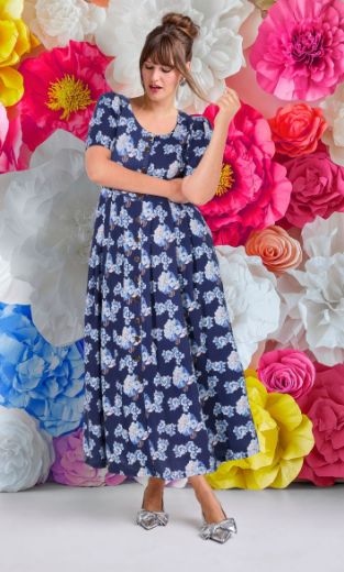 Moda za polnejše Haljina maxi kratkih rukava od mješavine lana plus velikost, xxl, Ulla Popken in Johann Popken (JP1880)