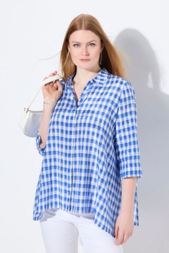 Moda za polnejše Bluza 3/4 rukava karirana plus velikost, xxl, Ulla Popken in Johann Popken (JP1880)