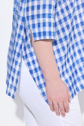 Moda za polnejše Bluza 3/4 rukava karirana plus velikost, xxl, Ulla Popken in Johann Popken (JP1880)