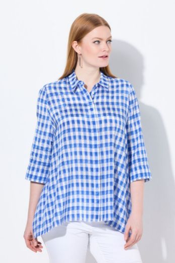 Moda za polnejše Bluza 3/4 rukava karirana plus velikost, xxl, Ulla Popken in Johann Popken (JP1880)