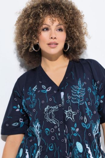 Moda za polnejše Bluza kratkih rukava morskog printa plus velikost, xxl, Ulla Popken in Johann Popken (JP1880)