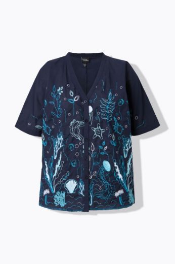 Moda za polnejše Bluza kratkih rukava morskog printa plus velikost, xxl, Ulla Popken in Johann Popken (JP1880)