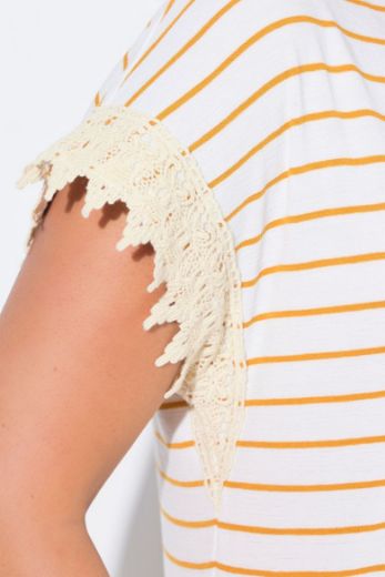 Moda za polnejše Majica kratkih rukava na pruge plus velikost, xxl, Ulla Popken in Johann Popken (JP1880)