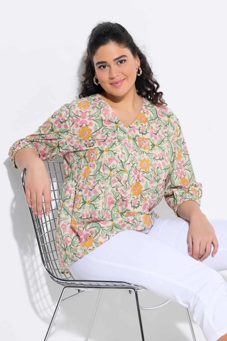 Moda za polnejše Bluza 3/4 rukava A kroja plus velikost, xxl, Ulla Popken in Johann Popken (JP1880)