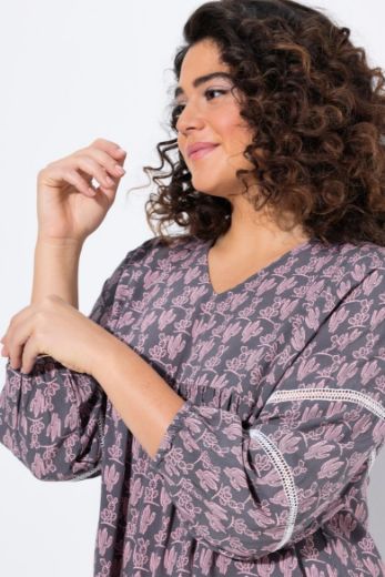 Moda za polnejše Bluza 3/4 rukava V ovratnika plus velikost, xxl, Ulla Popken in Johann Popken (JP1880)