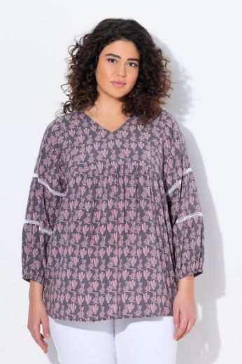 Moda za polnejše Bluza 3/4 rukava V ovratnika plus velikost, xxl, Ulla Popken in Johann Popken (JP1880)